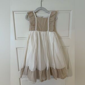 Elegant Tan and White Dress